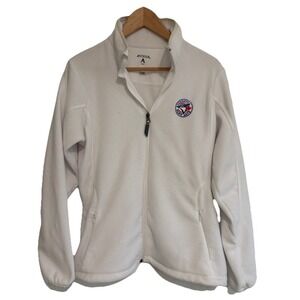 Toronto Blue Jays Antigua Women's Full Zip Jacket White Large Cozy Fleece GUC